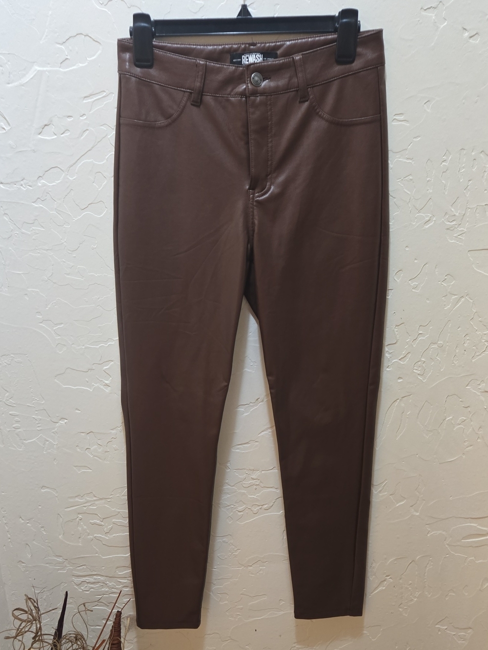 Rewash Chocolate Brown Faux Leather Skinny Pants
